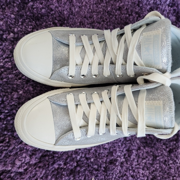 Converse Metallic Silver Mid-Tops - Picture 3 of 3
